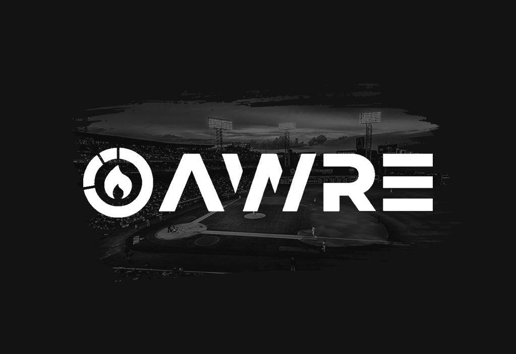 The AWRE logo over a dark baseball-themed background.