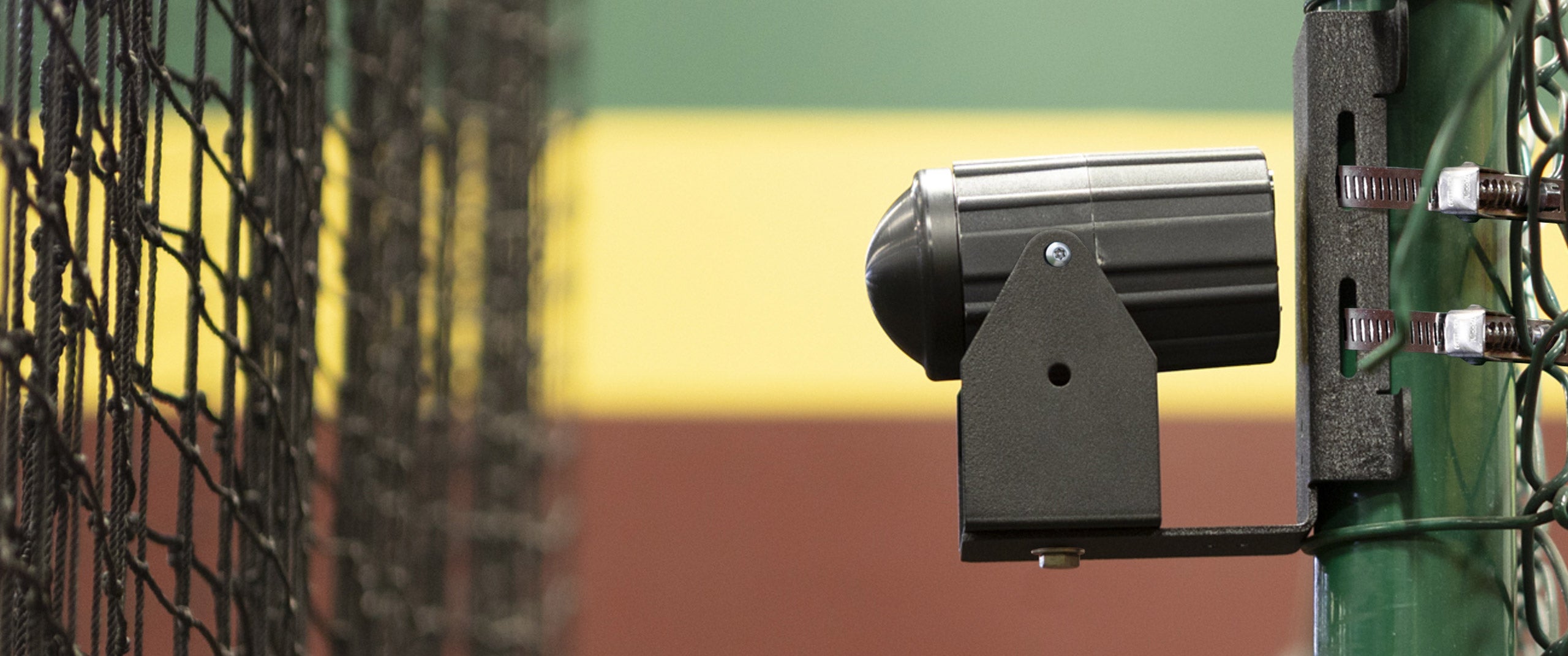 Stalker Sport Sensor 3s mounted to a pole in a training facility. 
