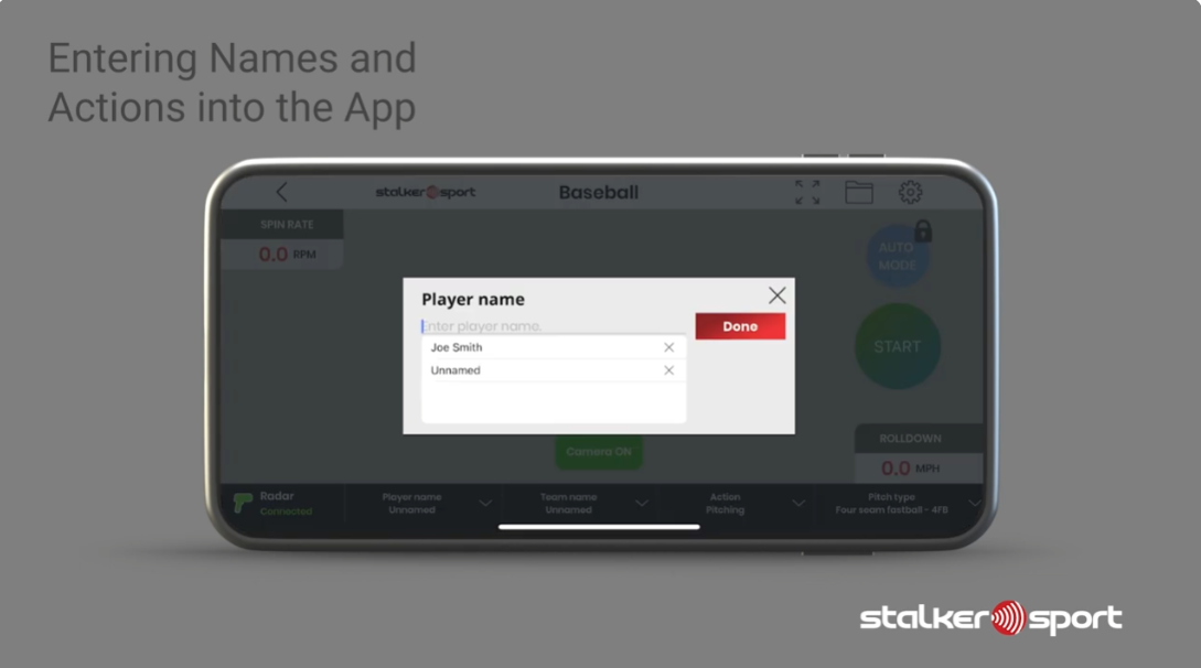 Load video: A video describing how to add player names to the Stalker Sport Radar app.